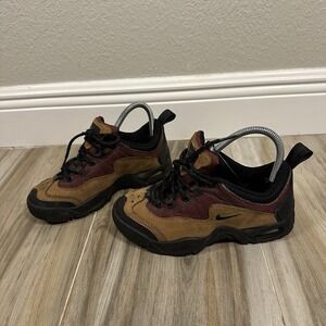 VTG Nike ACG Low Burgundy Tan Leather Shoes Womens Size 6 Air 90s Outdoor Hiking